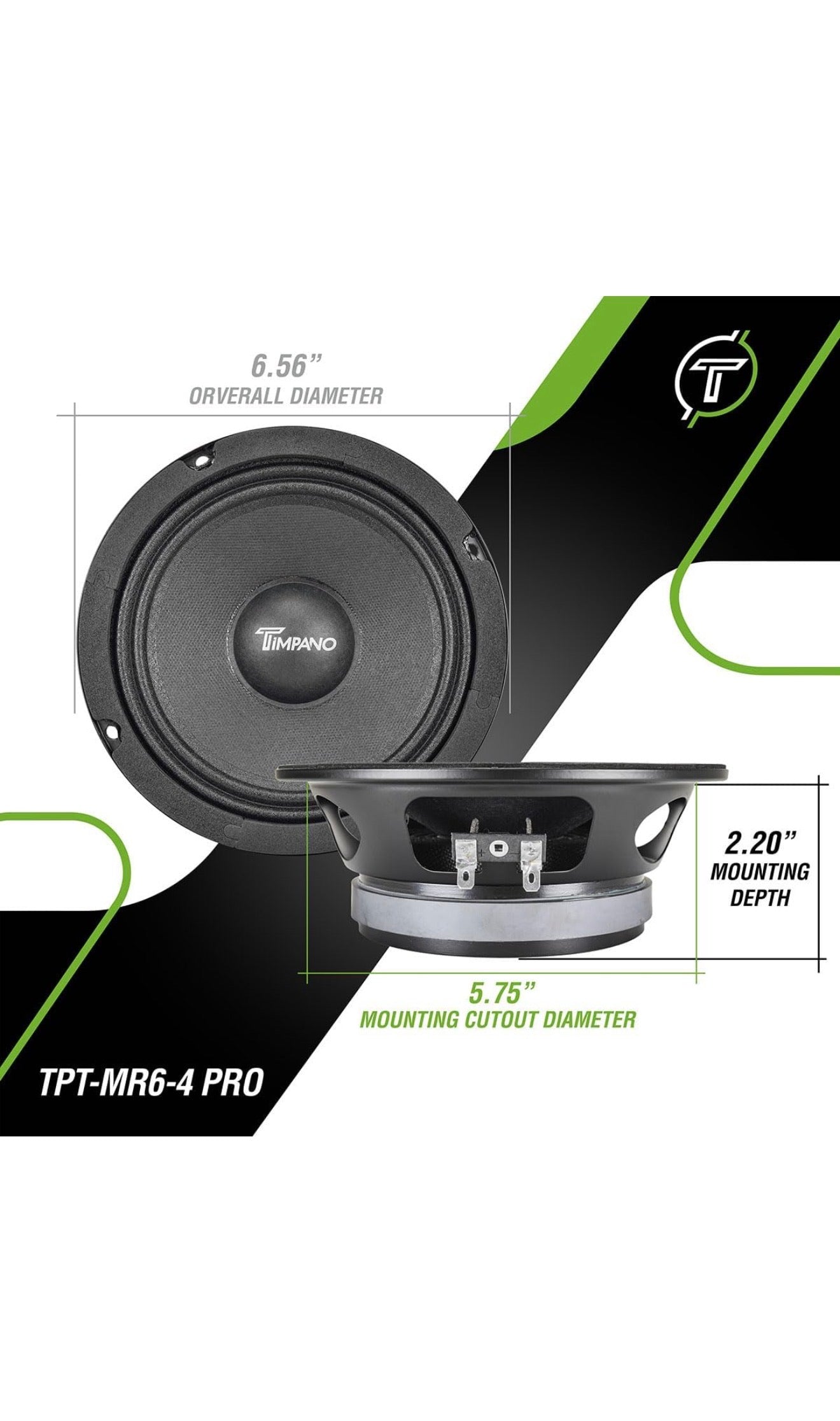 Timpano 6.5 Inch Midrange Speaker 500 Watts (pair) 4 Ohm Car Audio Speakers